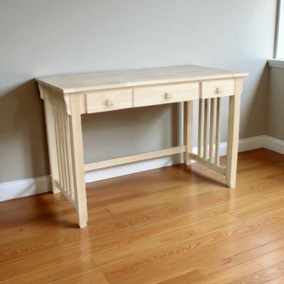 Unfinished Wood Computer Desk with Pull-Out Keyboard Tray and Drawer