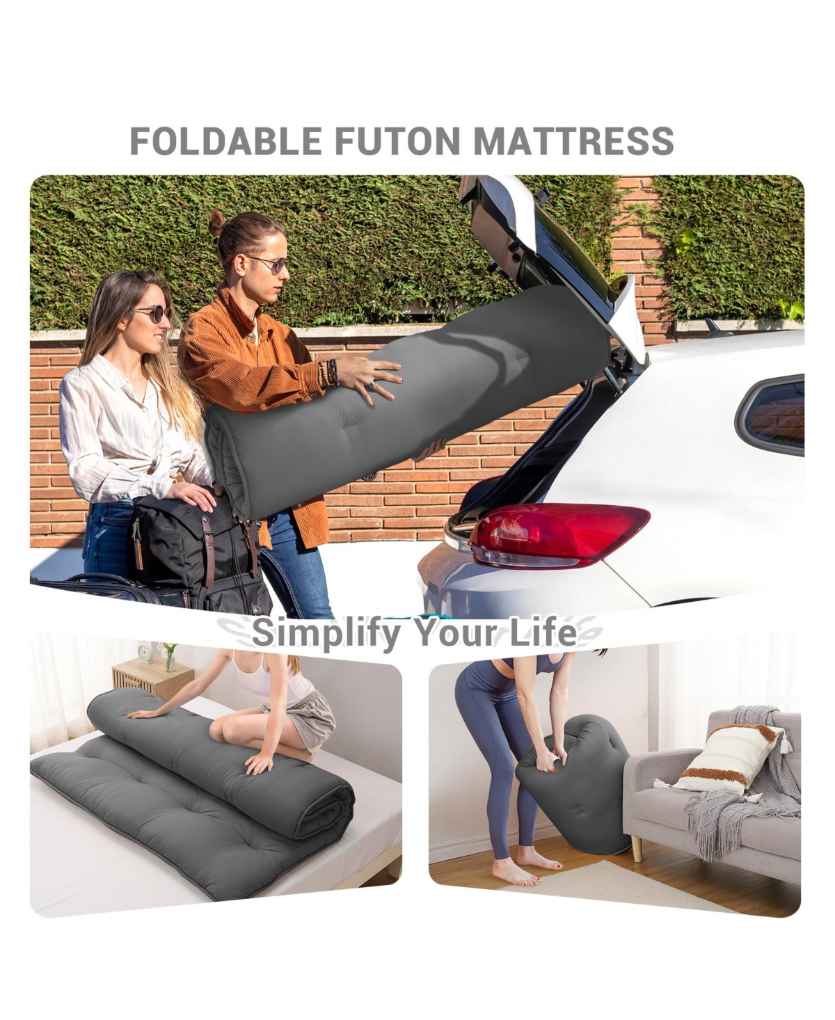gaomon Japanese Floor Mattress Twin, Portable Futon Mattress Thicken Sleeping Mattress, for Camping & Guest Room