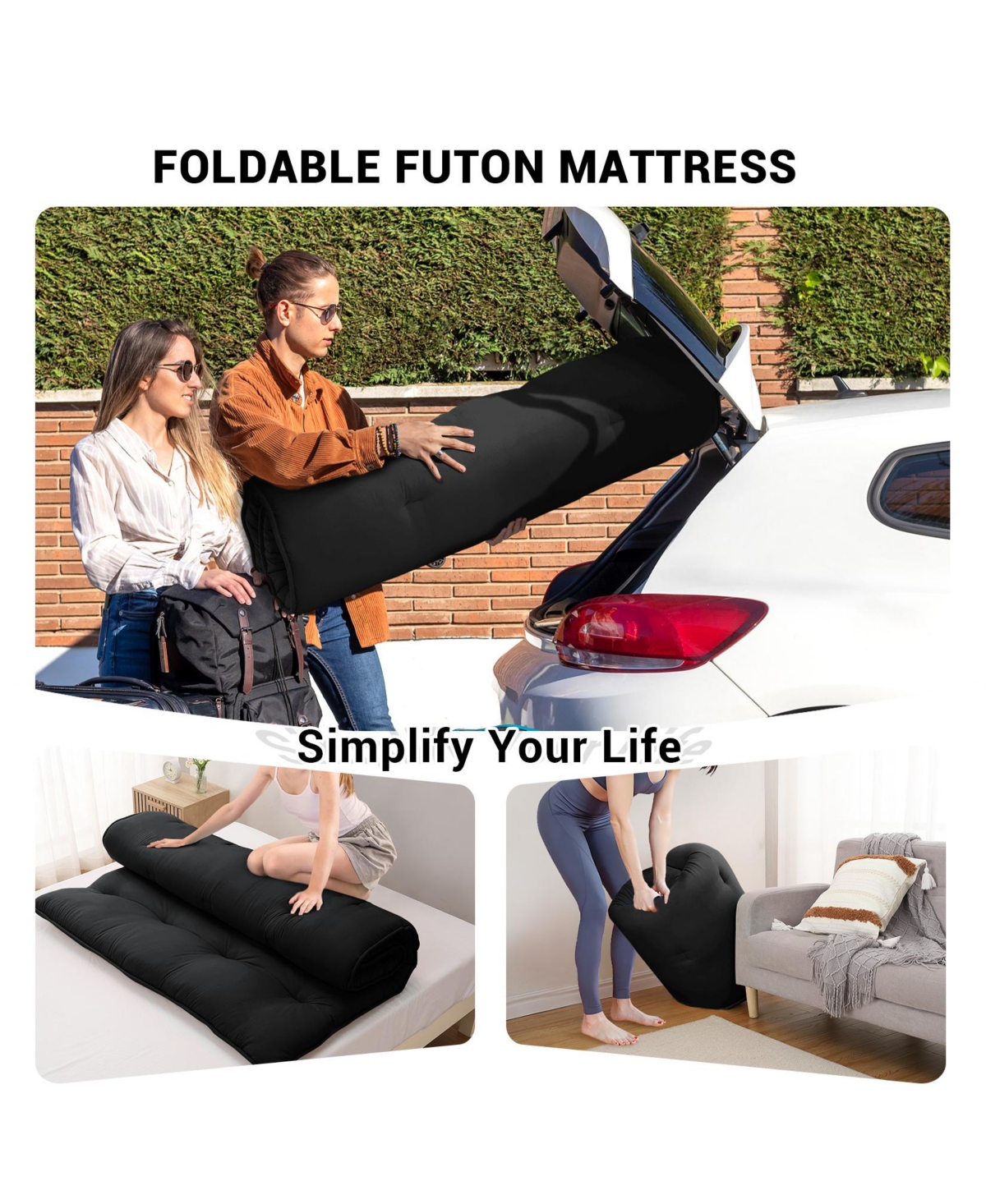 gaomon Japanese Floor Mattress Twin, Portable Futon Thicken Sleeping Mattress, for Camping & Guest Room
