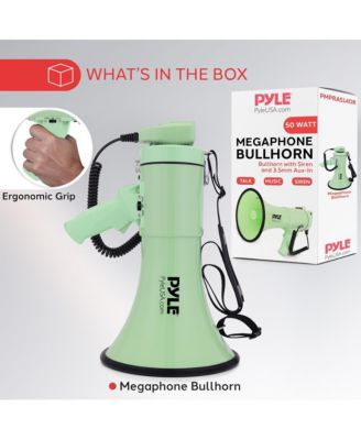 50-Watt Portable Megaphone with Siren, MP3 Input, Automatic Siren, Shoulder Strap, Lightweight
