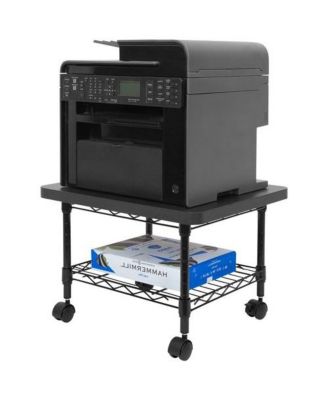 Multipurpose Metal 2-Tier Mobile Under Desk Printer Stand Cart w/ Casters
