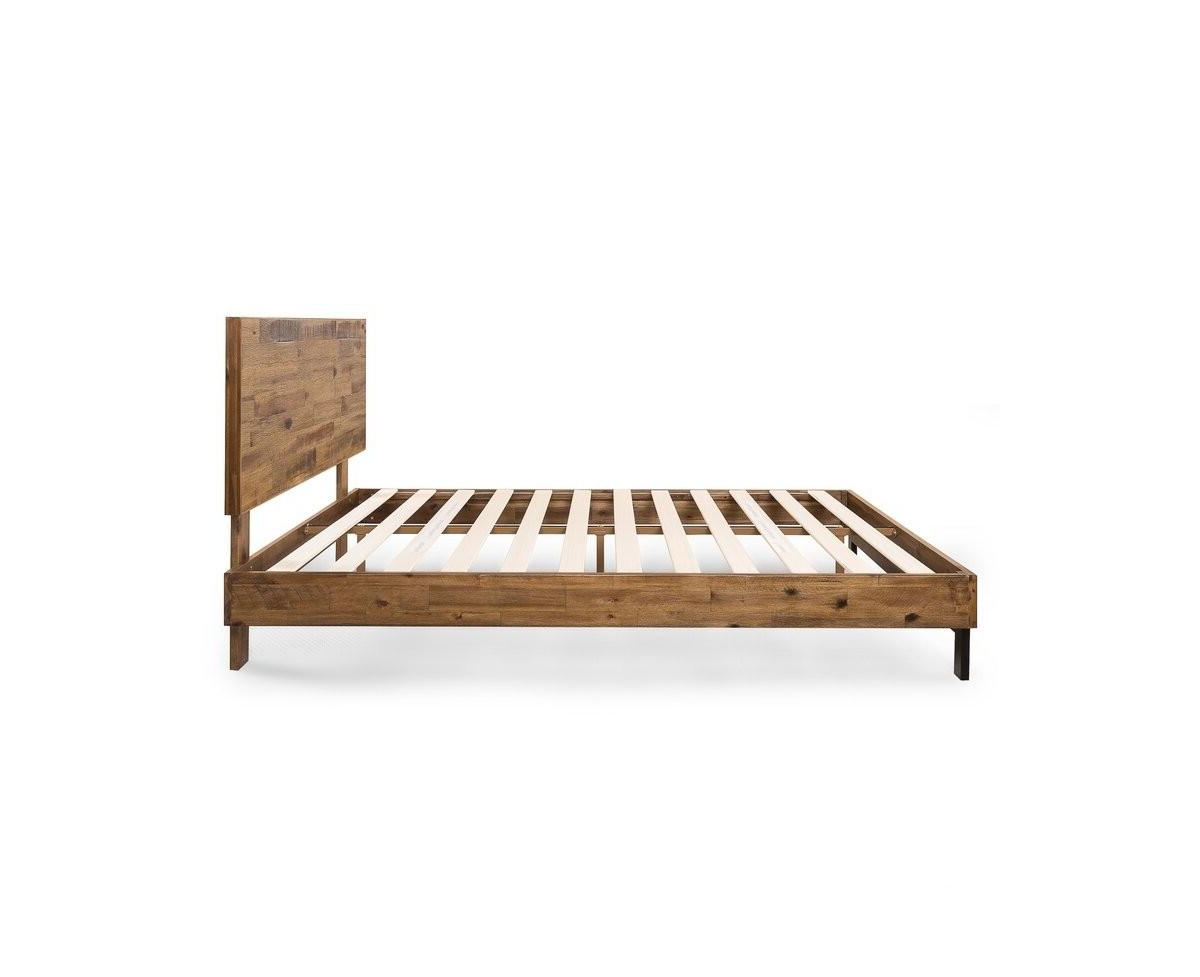 Slickblue FarmHome Low Profile Pine Slatted Platform Bed - Rustic and Minimalist Design
