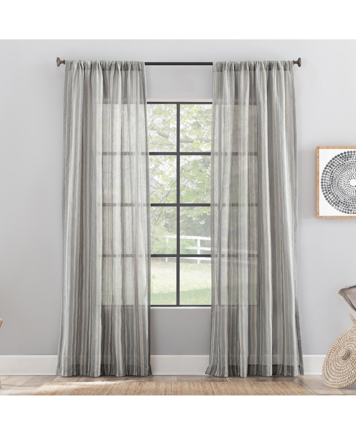 Archaeo Embroidered Stripe Linen Blend Curtain
