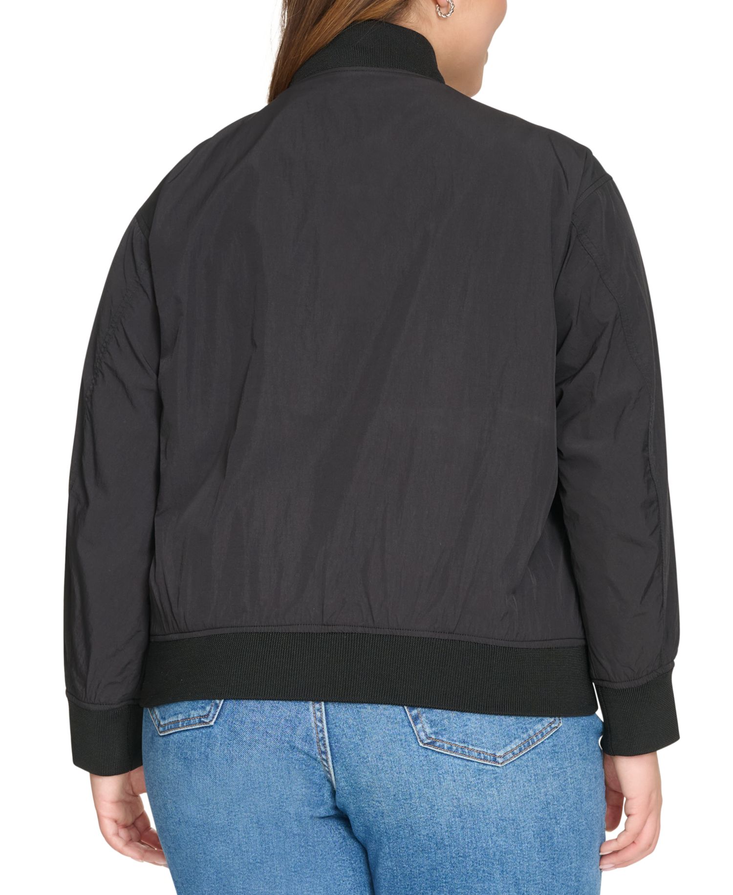 Trendy Plus Size Lightweight Zip-Front Bomber Jacket