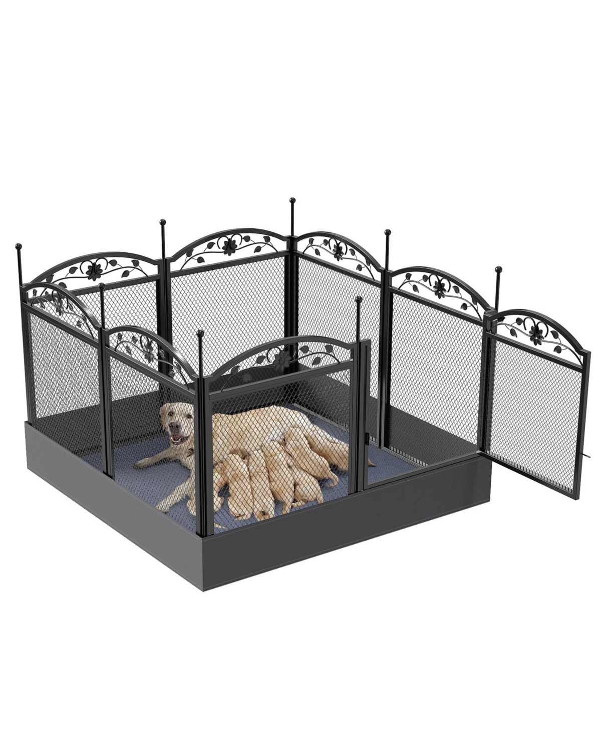 Pet Indoor Playpen Crate with Waterproof Heavy Duty Puppy Outdoor Exercise Play Pen - Black