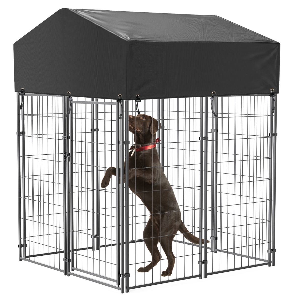 High Dog Cage Outdoor Dog Kennels Playpen Crate Waterproof Sun Shadow Cover - Black
