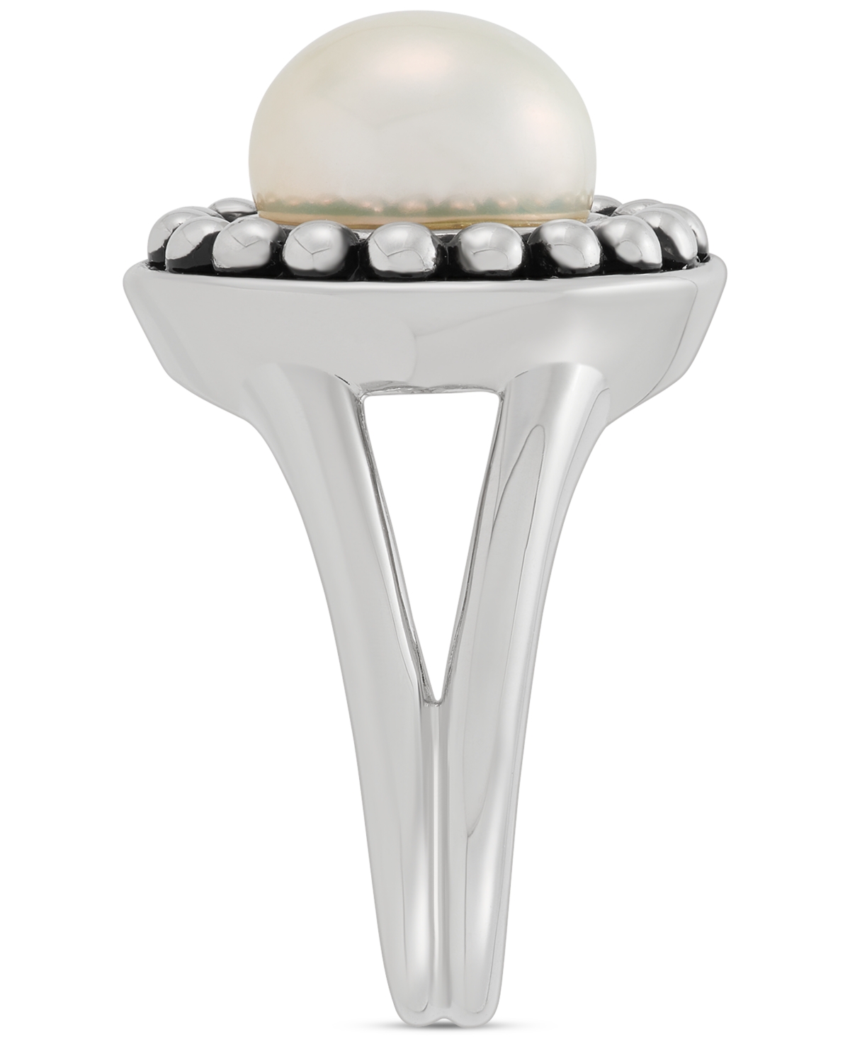 Macy's Cultured Freshwater Button Pearl (10mm) Framed Ring In Sterling Silver In Silver
