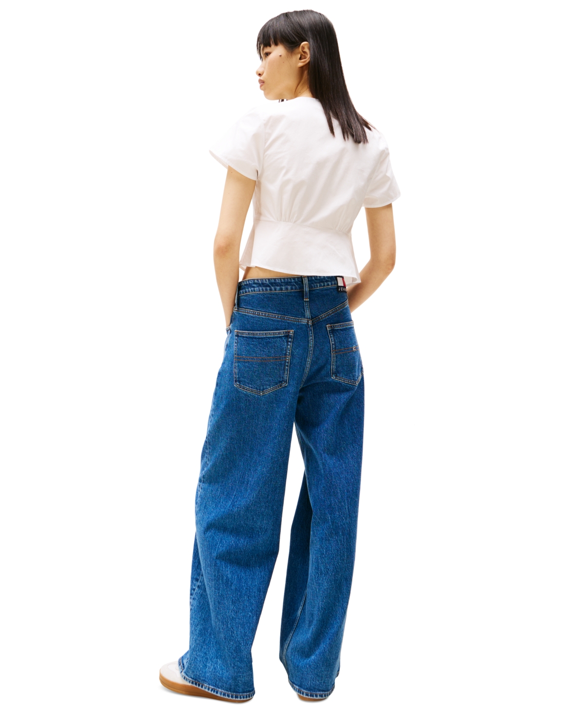 Tommy Jeans Women's Cotton Poplin Tie-front Blouse In Ecru