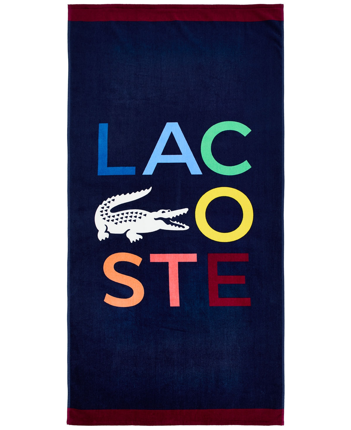 Lacoste Home Rainbow Letters Cotton Beach Towel In Navy
