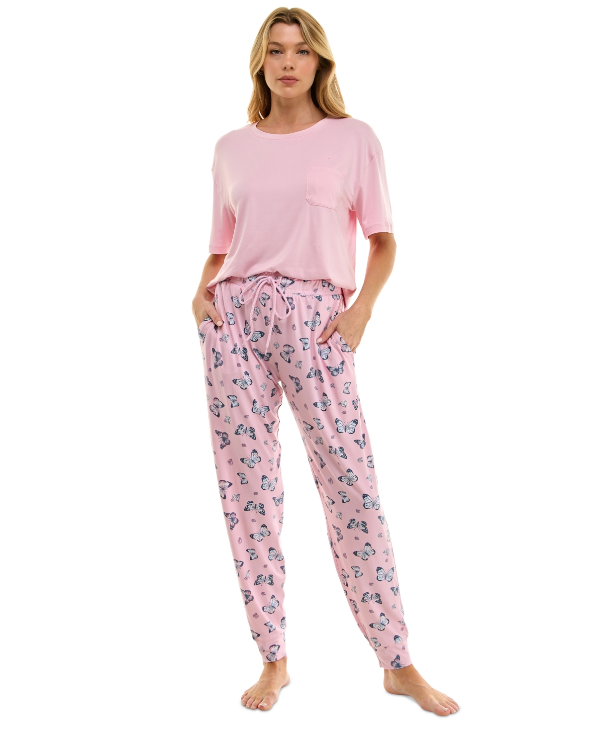 Roudelain Women's Drop-shoulder Crewneck Sleep Tee In Roseate Spoonbill