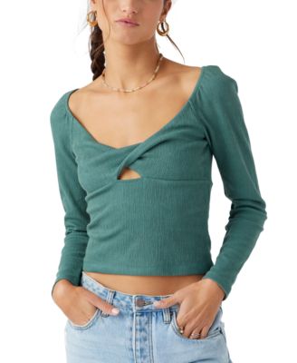 O'Neill - Juniors' Kristina Sweetheart-Neck Long-Sleeve Top