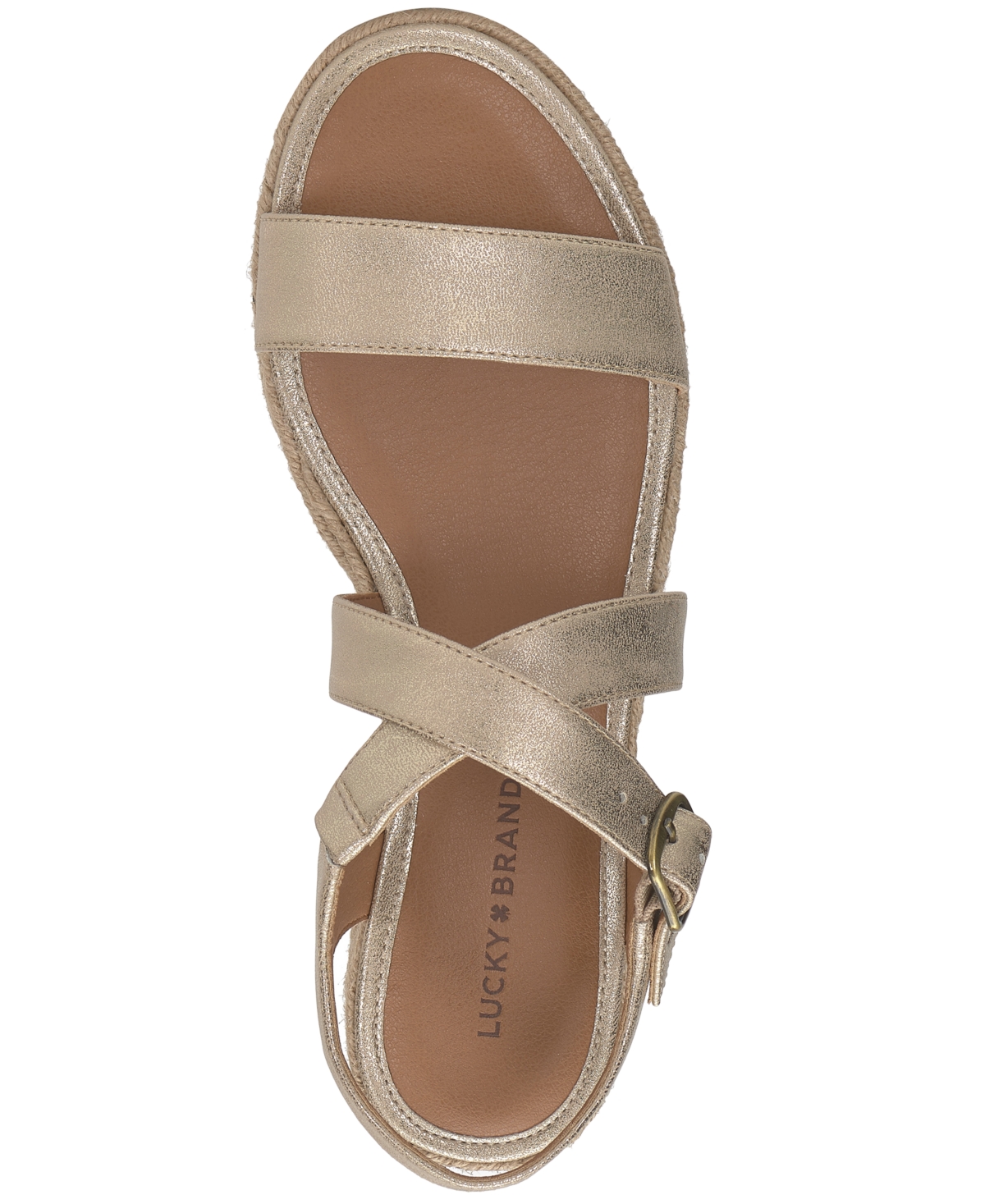 Lucky Brand Women's Trianna Strappy Espadrille Wedge Sandals In Platino Burnished Leather