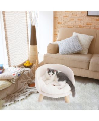 Luxury Pet Soft Warm Cat Dog Bed Wood Legs with Cushion Pad Nesting Bed Washable