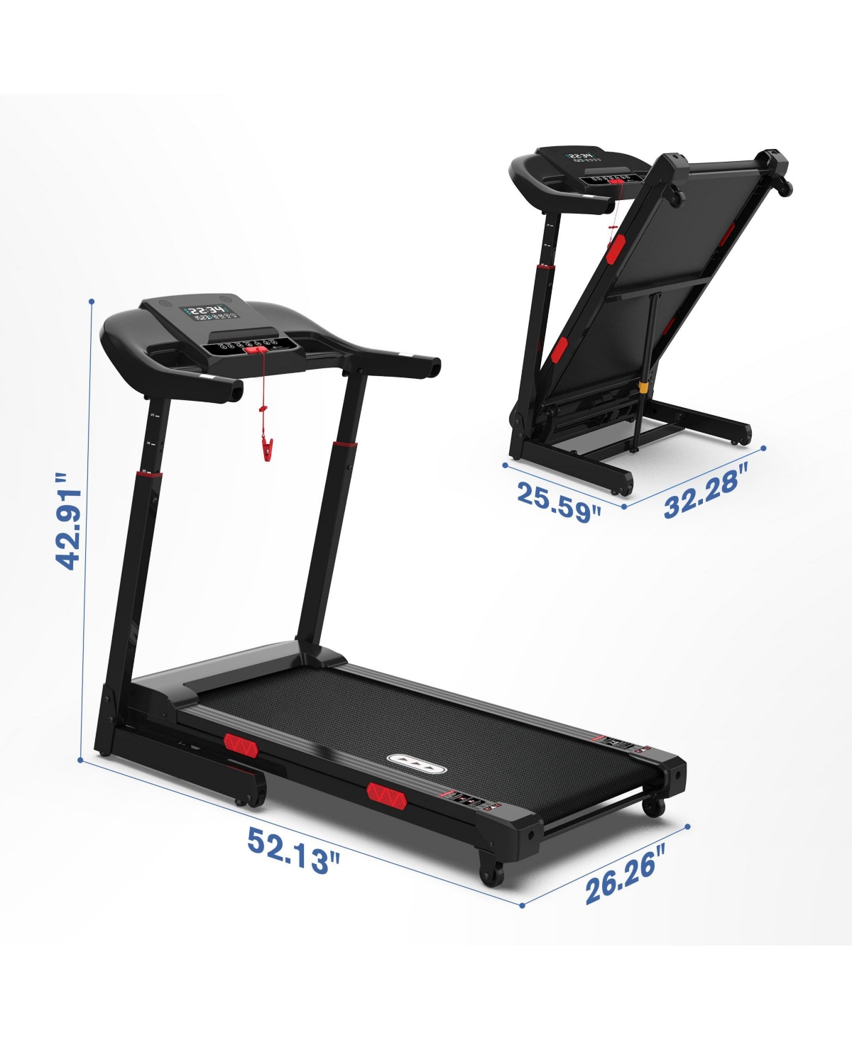 Redliro Foldable Treadmill, 15% Auto Incline, Capacity, Bluetooth, Voice Control, Heart Rate Monitor, for Home & Officel
