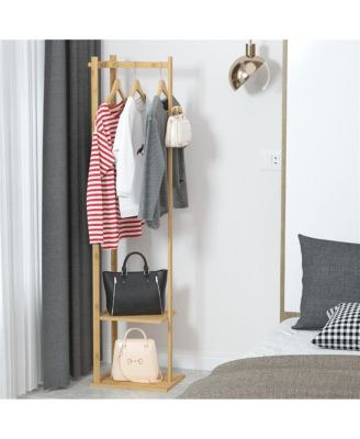 Bamboo Freestanding Cloth Rack: Multi-functional Clothes Stand with Solid Base
