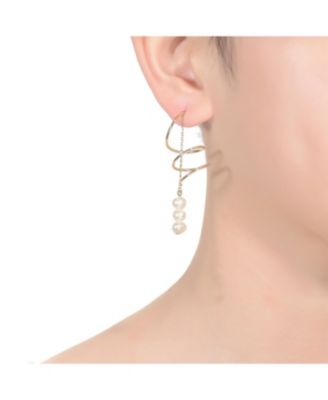 Sterling Silver 14K Gold Plated with Genuine Freshwater Pearl Drop Earrings