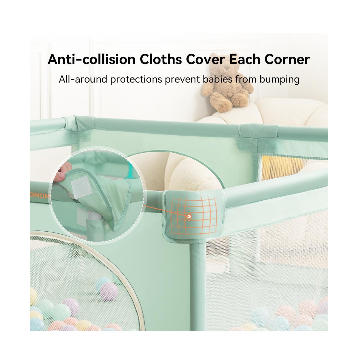 Comomy Baby Playpen, 71x79'' Extra Baby Playard, Kids Activity Center with Anti-Slip Base, Safety Play Yard for Infants Toddlers