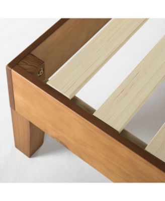 Solid Wood Platform Bed Frame – Mid-Century Modern Style with Angled Legs and Sturdy Support Slats