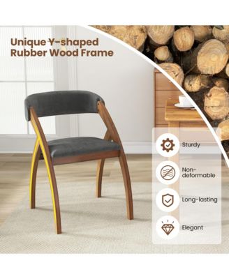 Dining Chair Set of 4 w/ Padded Cushion Curved Back Arched Rubber Wood Legs