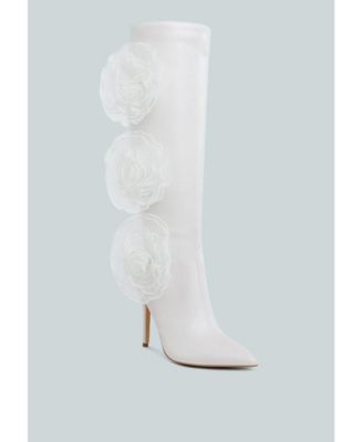 Womens Chinkara Sheer Big Rose Detail Long Boots