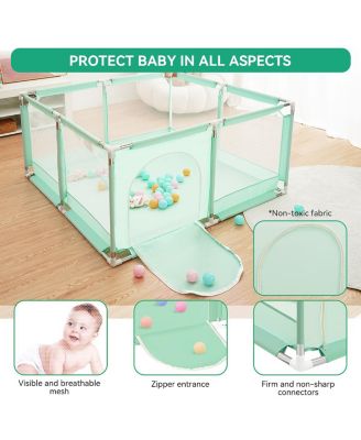 Baby Playpen Play Yard Portable 4 Panel Baby Safety Playpen for Infant Toddler