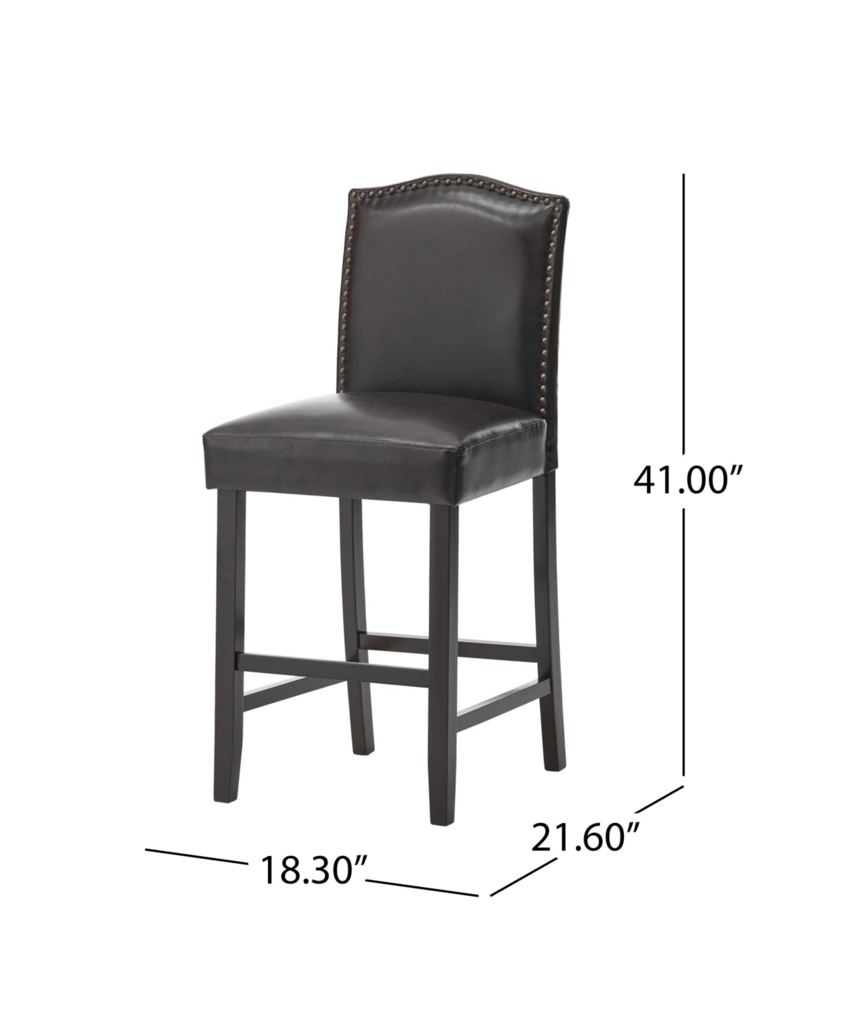 The Pop Home Set of 2, Upholstered Counter Height Barstools with Nailhead Trim-The Pop Home