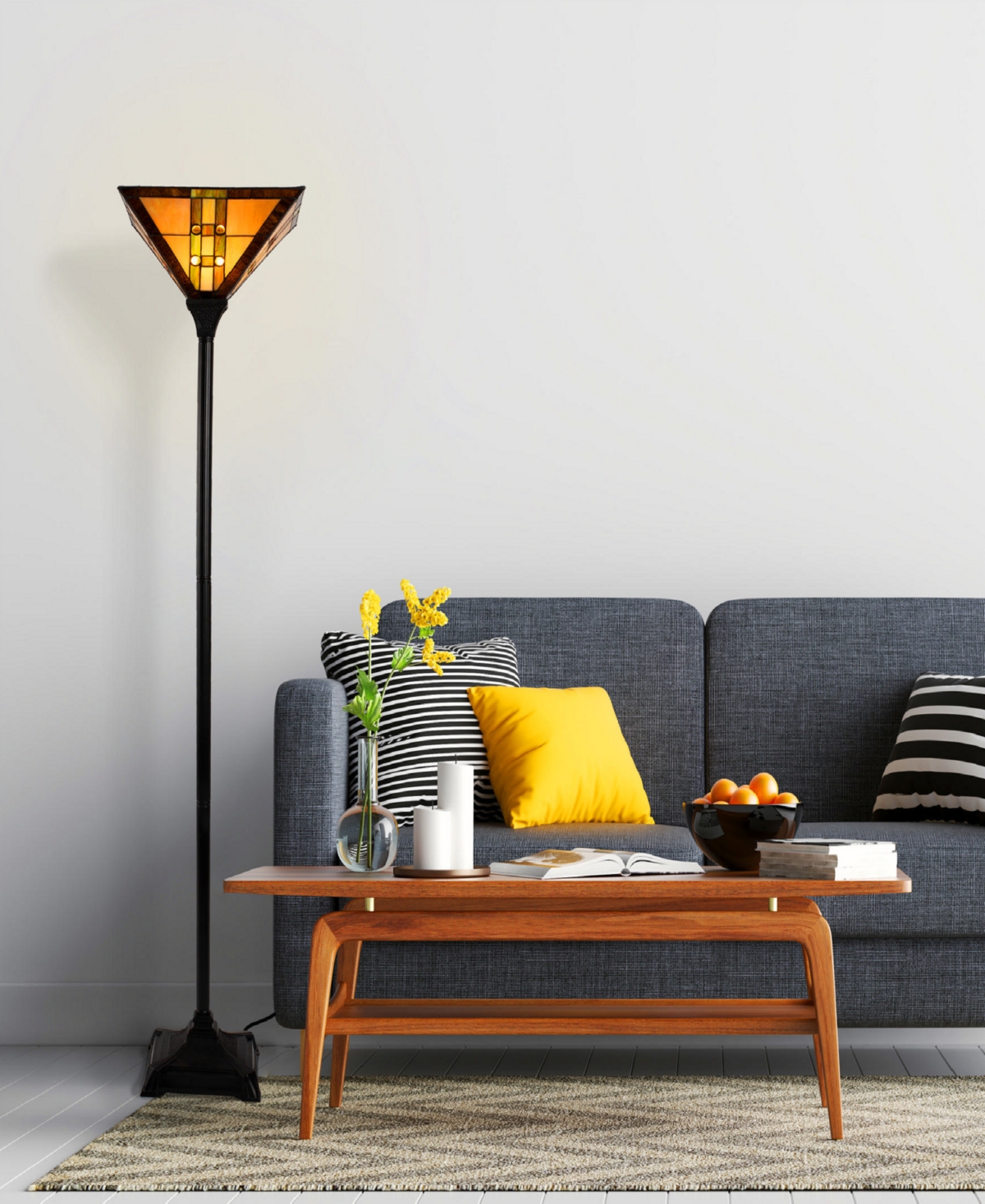 Shop Lavish Home 71" Mission Style Led Banker's Floor Lamp In Brown