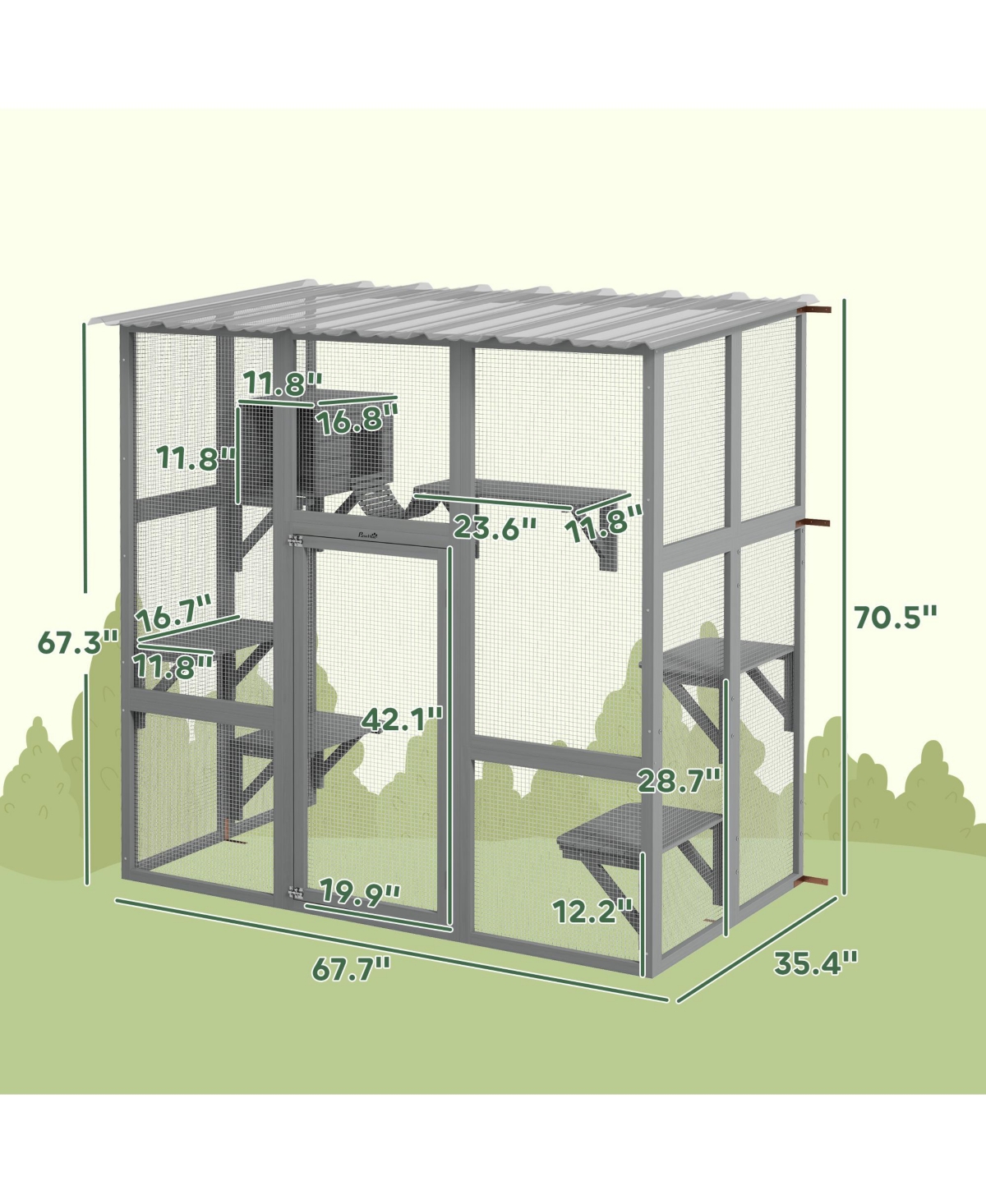 PawHut Catio Outdoor Cat Enclosure Window Box W/ Bridge Platforms,