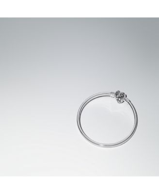 Sterling Silver Heart Clasp Bangle Bracelet
