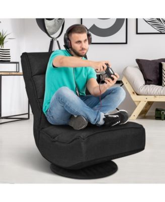 360-Degree Swivel Floor Gaming Chair with Adjustable Backrest and Foldable Design