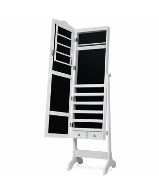 14 LED Jewelry Armoire Cabinet with Full Length Mirror and 4 Tilting Angles