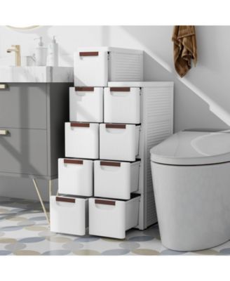 4-Drawer Rolling Organizer Unit Narrow Storage Cabinet with Built-In Wheels for Small Space