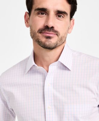 Men's Regular-Fit Non-Iron Spread Collar Tattersall Broadcloth Dress Shirt