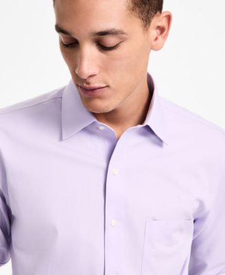 Men's Regular Fit Non-Iron Spread Collar Solid Pinpoint Dress Shirt