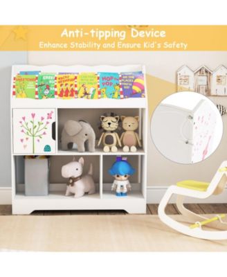 Kids Toy Storage Organizer with Book Shelf and Storage Cabinet