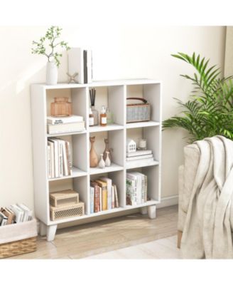 9-Cube Bookcase with 6 Removable Shelves and Raised Support Feet