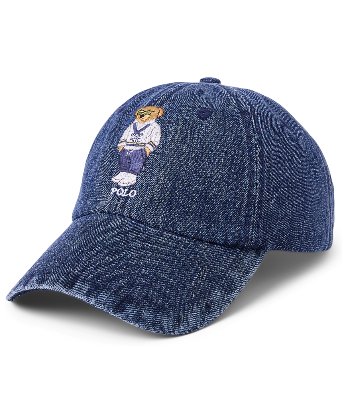 Men's Polo Bear Denim Ball Cap - Medium Wash