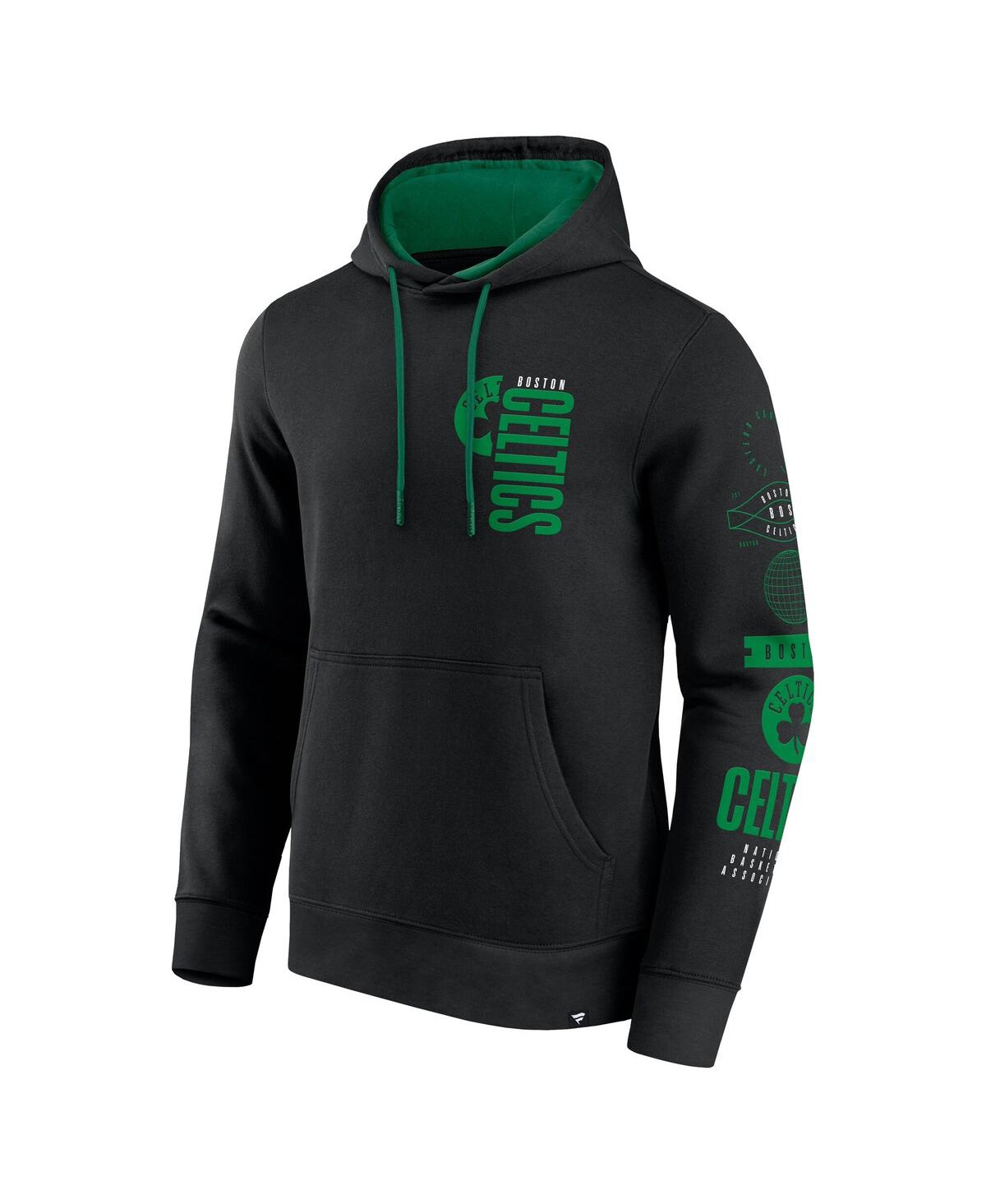 Fanatics Men's Black Boston Celtics Game Time Crossover Pullover Hoodie In Black,kelly Green
