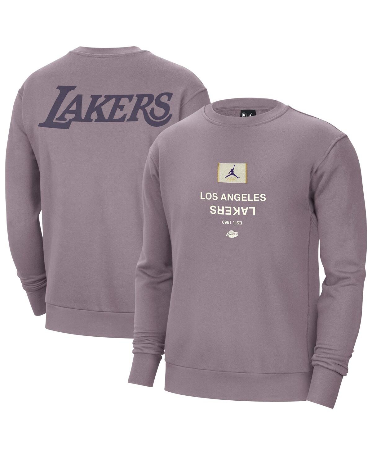 JORDAN MEN'S PURPLE LOS ANGELES LAKERS COURTSIDE STATEMENT EDITION HEAVYWEIGHT PULLOVER SWEATSHIRT 