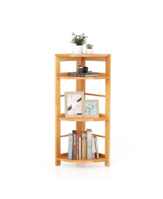 Rubber Wood Frame with Anti-Toppling Kit 4-Tier Corner Shelf