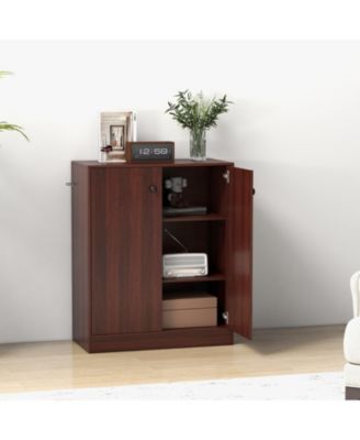 2-Door Modern Floor Storage Cabinet with 3-Tier Shelf