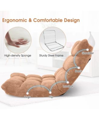 14-Position Adjustable Floor Chair with Cushioned Seat and Steel Frame