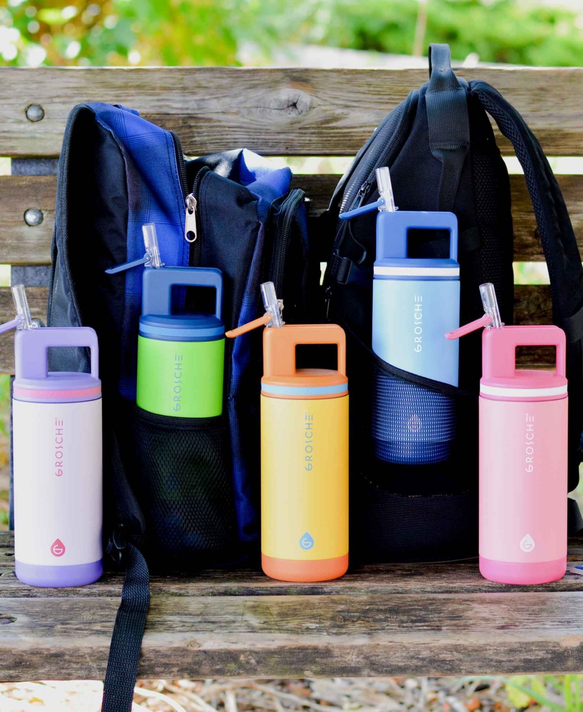 Grosche Alpine Flip 'n Sip 2-pc. Kids Insulated Water Bottle With Straw In Yellow,green