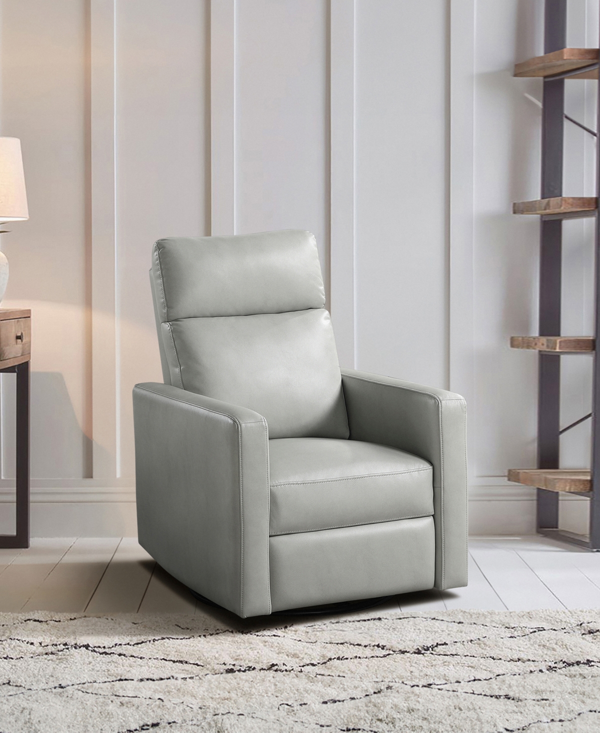 Homelegance 30" White Label Avenue Swivel Glider Reclining Chair In Smoke