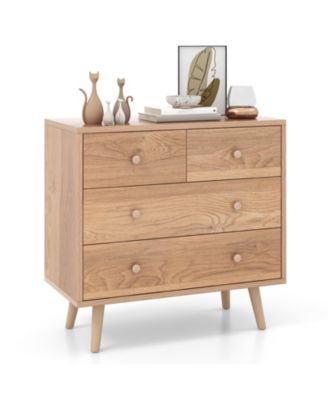 4-Drawer Dresser Cabinet Storage Organizer Rubber Leg with Rail