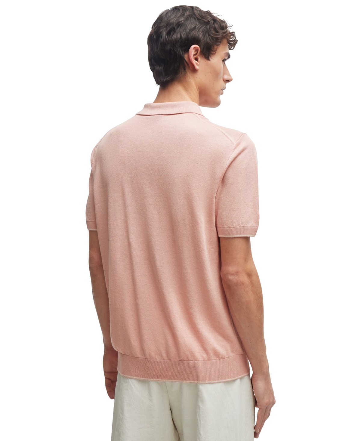 Shop Hugo Boss Boss By  Men's Zip-neck Knit Polo In Open Pink