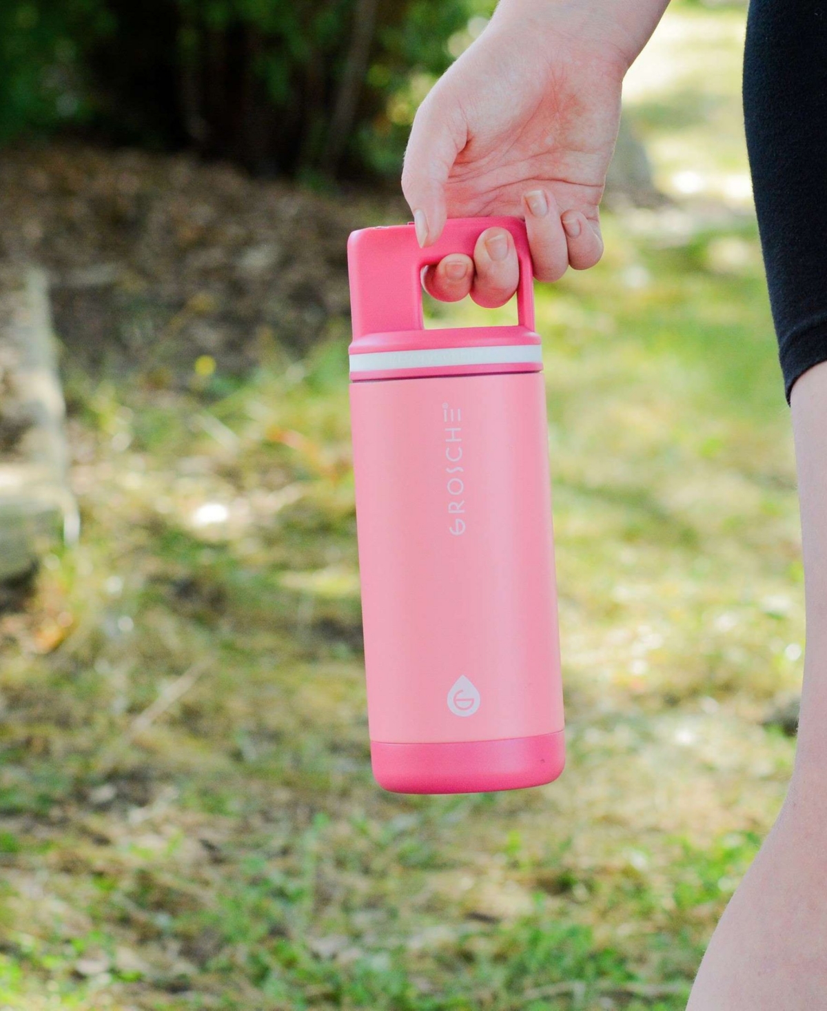 Grosche Alpine Flip 'n Sip 16 Oz. Kids Insulated Water Bottle With Straw In Flamingo Pink