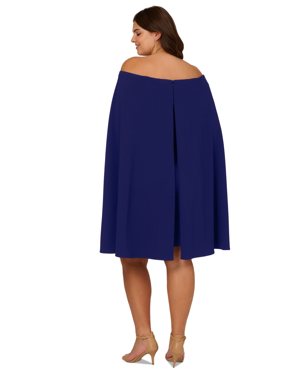 ADRIANNA PAPELL WOMEN'S PLUS SIZE OFF-THE-SHOULDER CAPE DRESS 