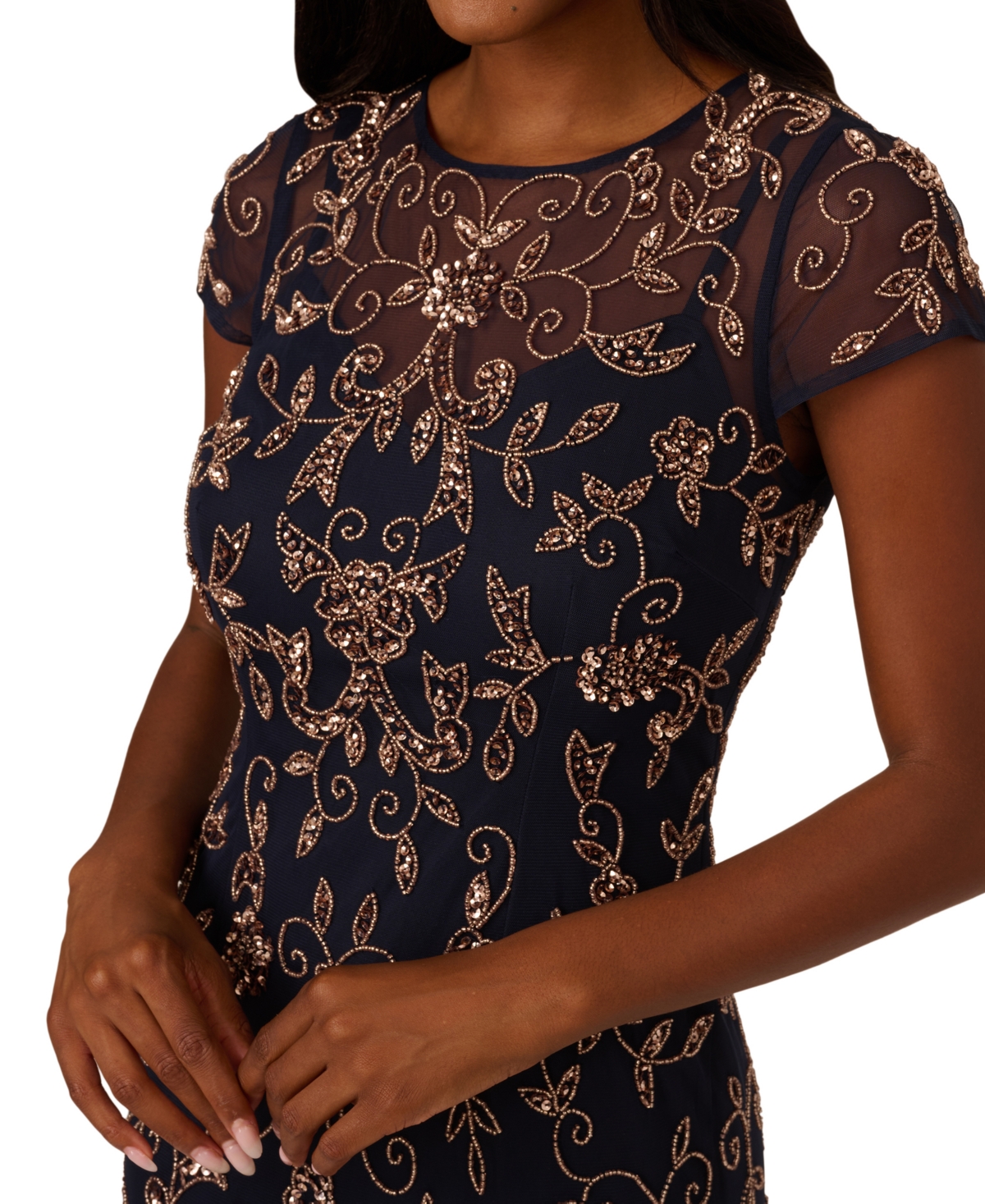 ADRIANNA PAPELL WOMEN'S EMBELLISHED GODET GOWN 