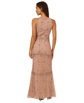 Adrianna Papell Women's Beaded Mesh Mermaid Gown - Macy's